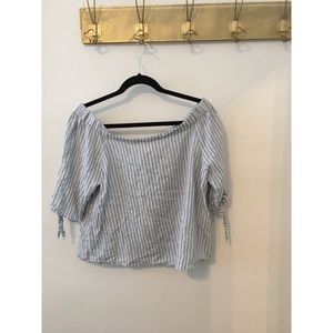 Gray & white striped off the should blouse